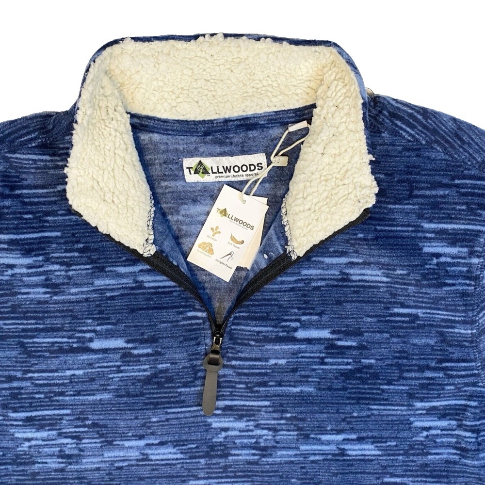 TALLWOODS Men 1/4 Zip Sweatshirt Size M Sherpa Fleece Collar Blue Active Hike - Picture 6 of 14